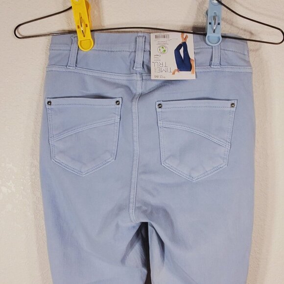 Time And Tru Womens XS Extra Small Stretch Fitted Capri Pants Light Blue - Picture 5 of 7